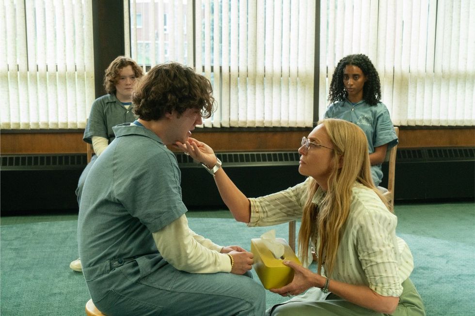 (L to R) John Daniel as Rory and Toni Collette as Evelyn Wade in episode 103 of Wayward.