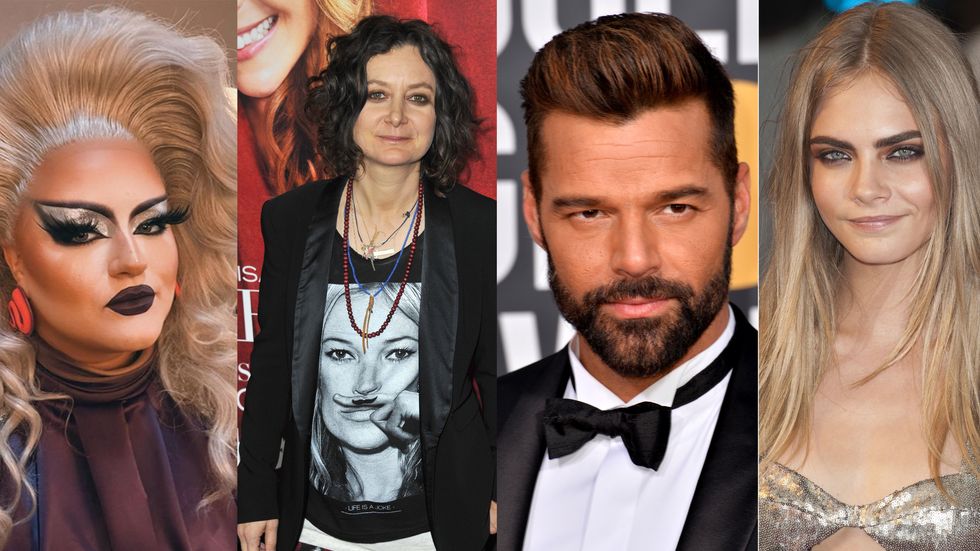 (L to R) Victoria Scone, Sara Gilbert, Ricky Martin and Cara Dlevingne