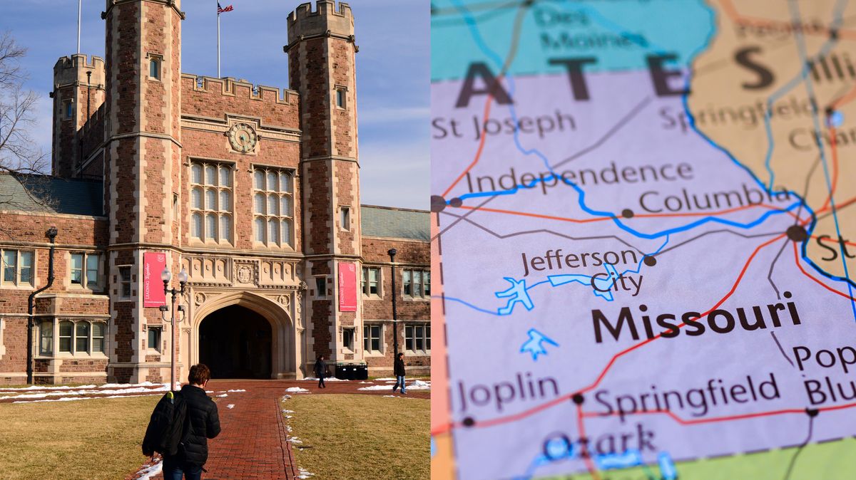(L) Washington University in St. Louis, (R) Missouri state map