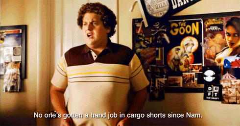 Laid in cargo shorts jonah Hill gif