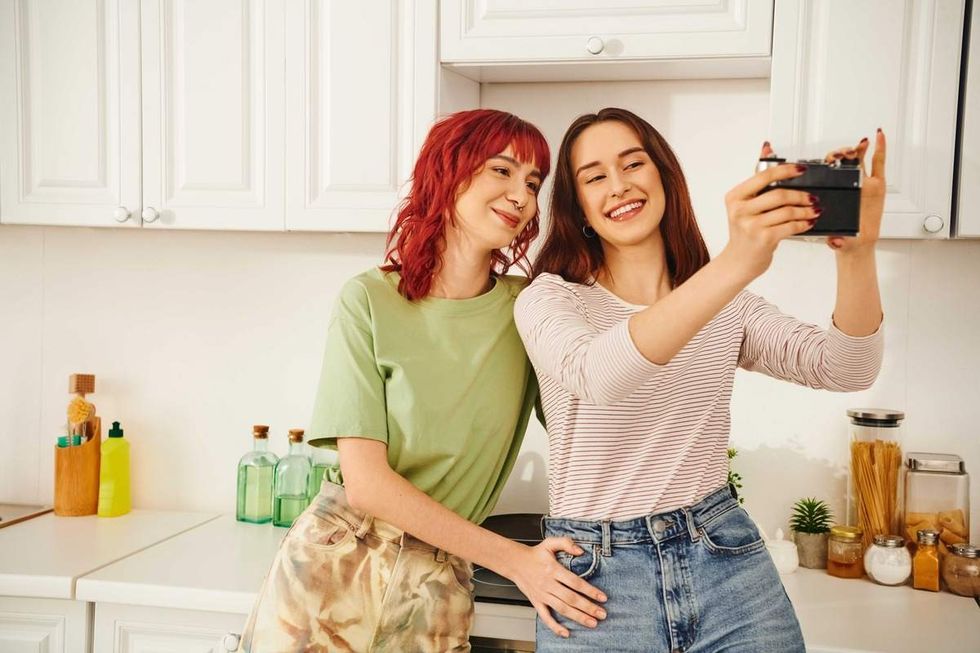 Lesbian couple taking a selfie