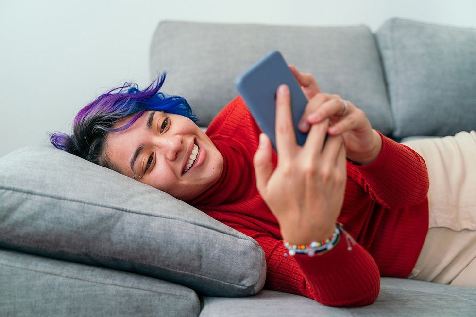 lesbian resting on the couch