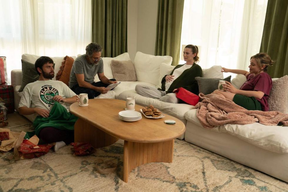 Lili Reinhart, Mark Ruffalo, Betty Gilpin, and Cooper Raiff in 'Hal and Harper'