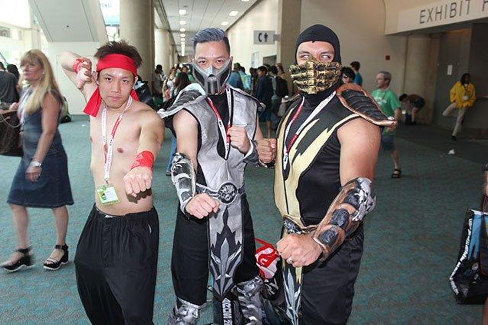 Liu Kang, Smoke, and Scorpion from Mortal Kombat at Comic-Con.