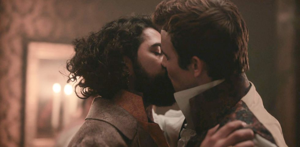 Luke Thompson and Sachin K. Sharma kiss in Bridgerton season 4