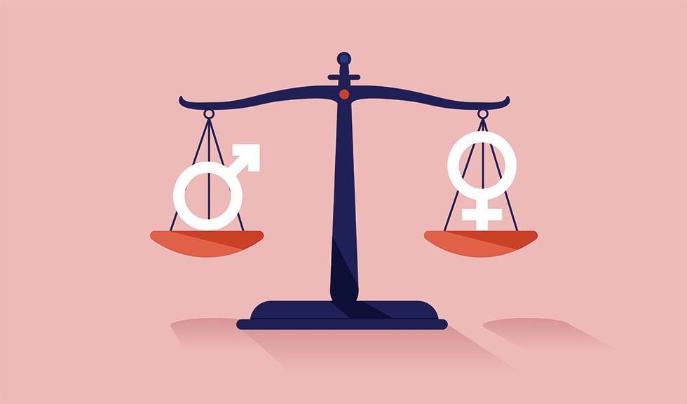 male an female on a scale