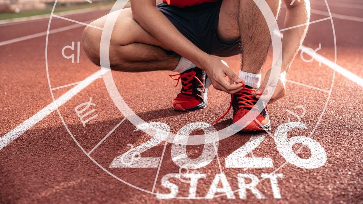 Man at the starting line of 2026