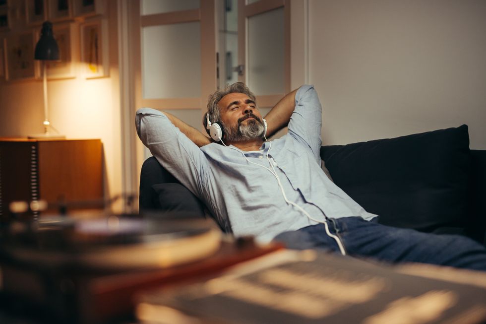 man listening to music