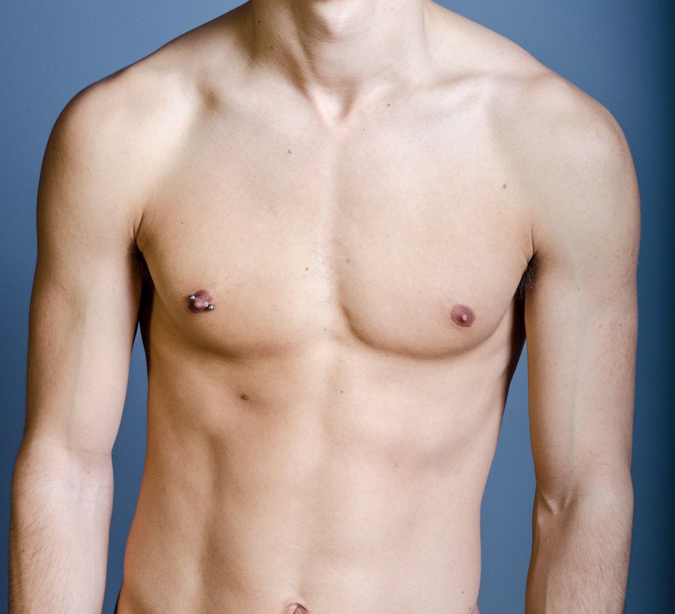 man's chest with nipple ring