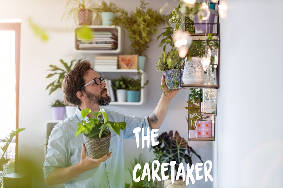 man taking care of plants