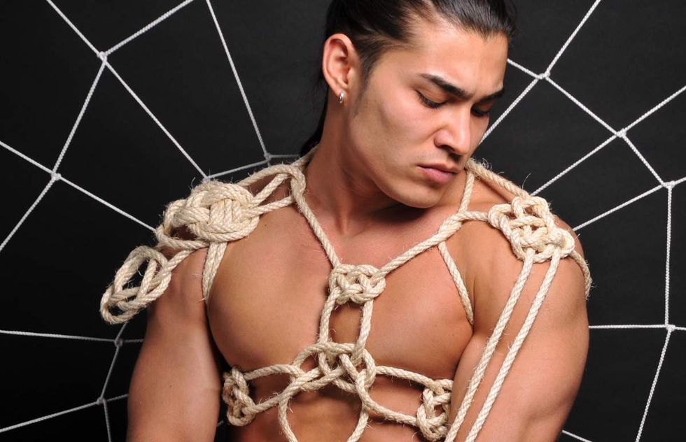 man tied in shibiri ropes