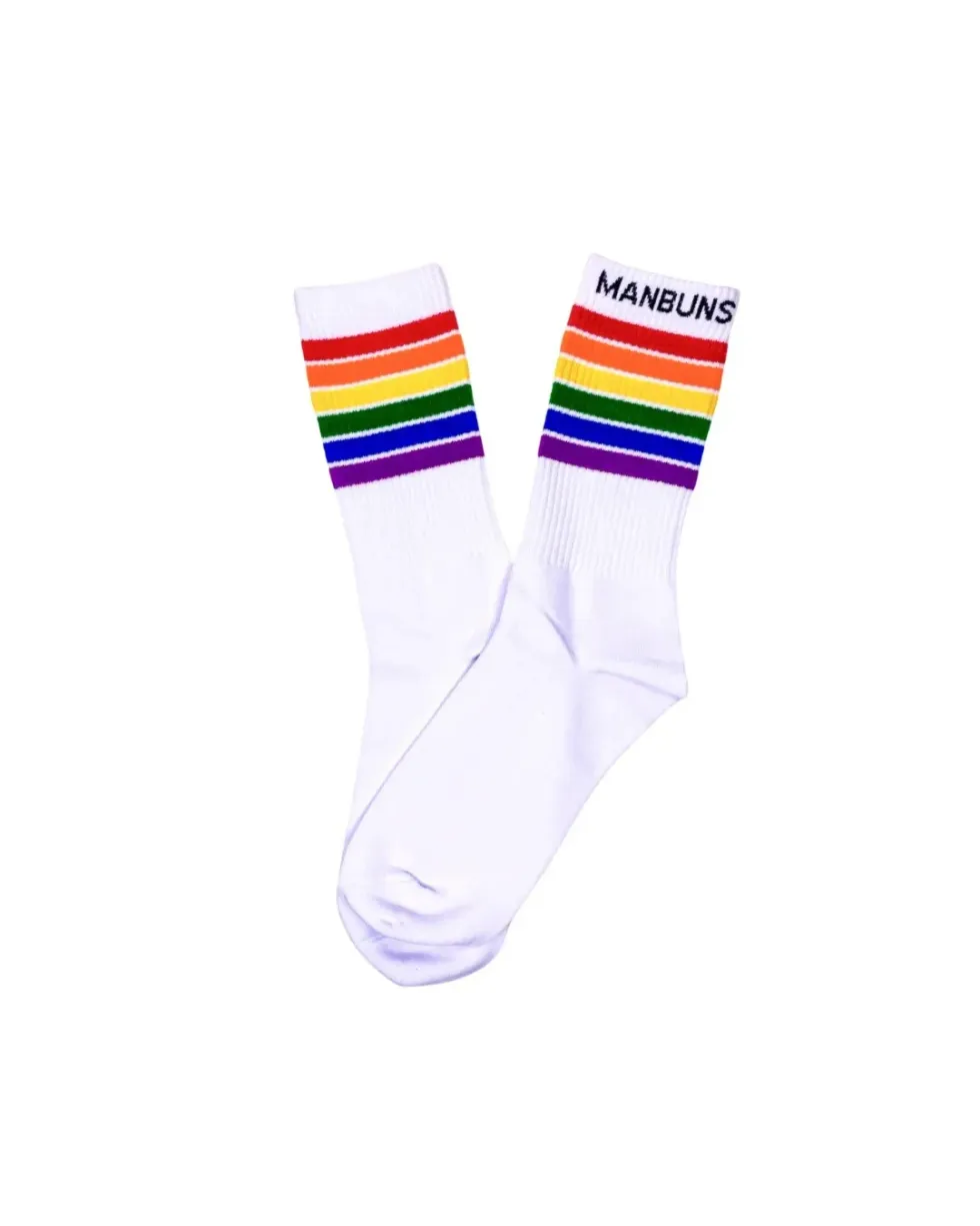 MANBUNS - PRIDE STRIPES LGBTQ FESTIVAL UNISEX CREW SOCKS