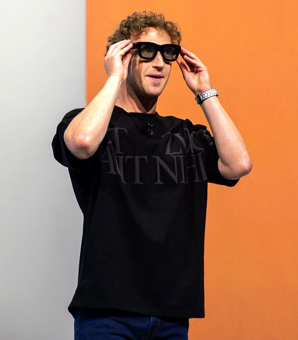 Mark Zuckerberg wearing prototype of computer glasses