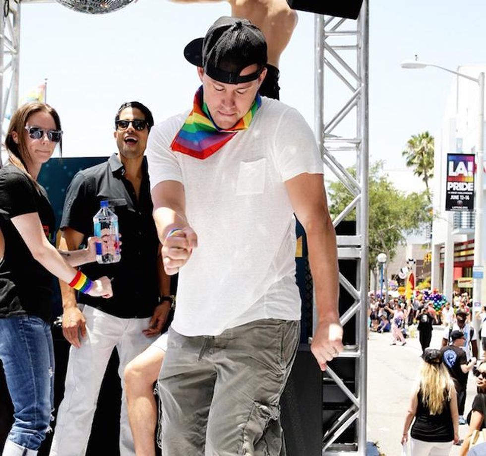 Matt Bomer and Channing Tatum at LA Pride on the 'Magic Mike XXL' float. 