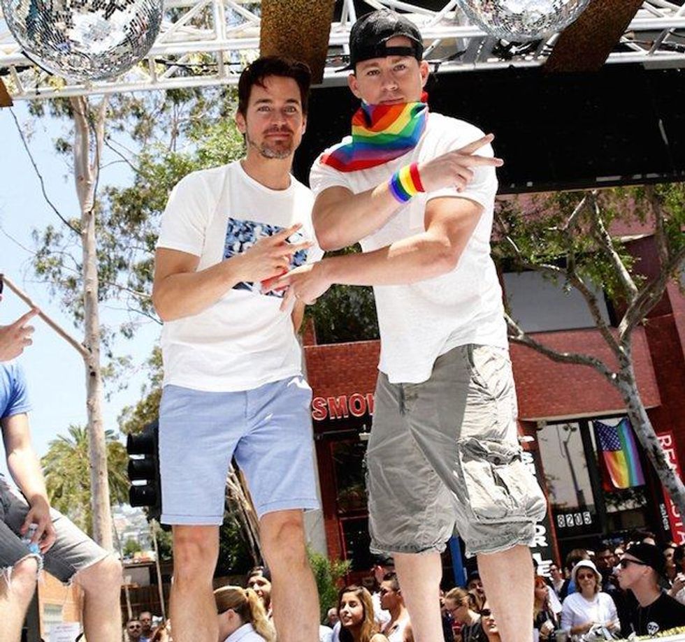 Matt Bomer and Channing Tatum at LA Pride on the 'Magic Mike XXL' float.