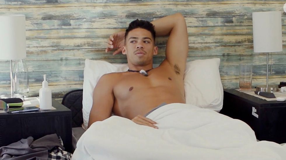 Matt lays in bed in episode 3 of For the Love of DILFs