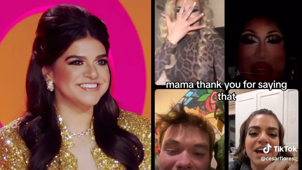 Mayan Lopez on RuPaul's Drag Race season 16 episode 12; in livestream with Plane Jane, Morphine Love Dion, and Dawn