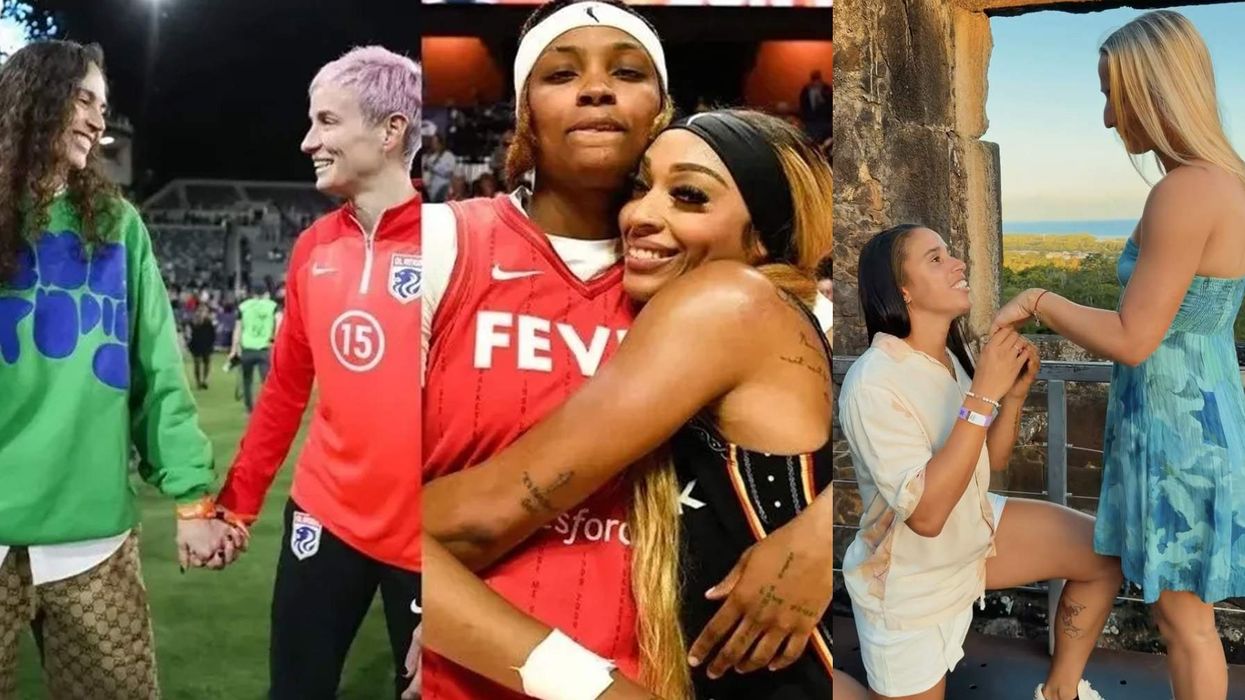 Megan Rapinoe and Sue Bird DiJonai Carrington and NaLyssa Smith and Rafaelle Souza and Halie Mace
