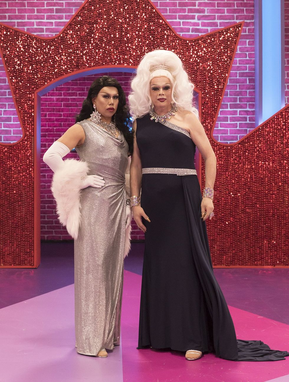 Melinda Verga and Scott in drag on the runway