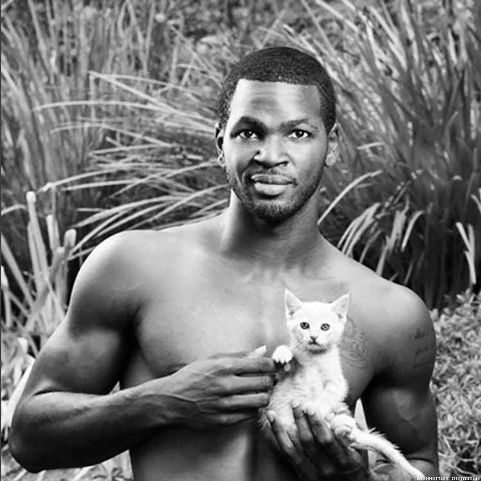 men with cats