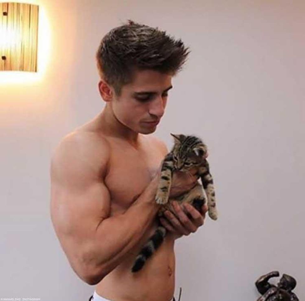 men with cats