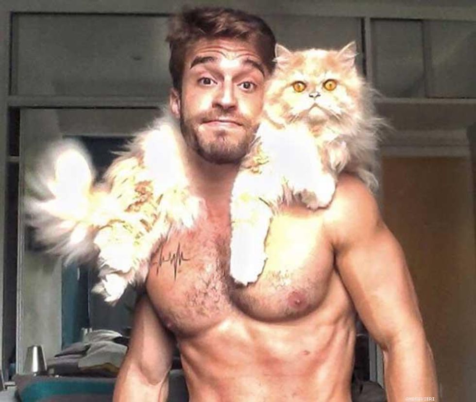 men with cats
