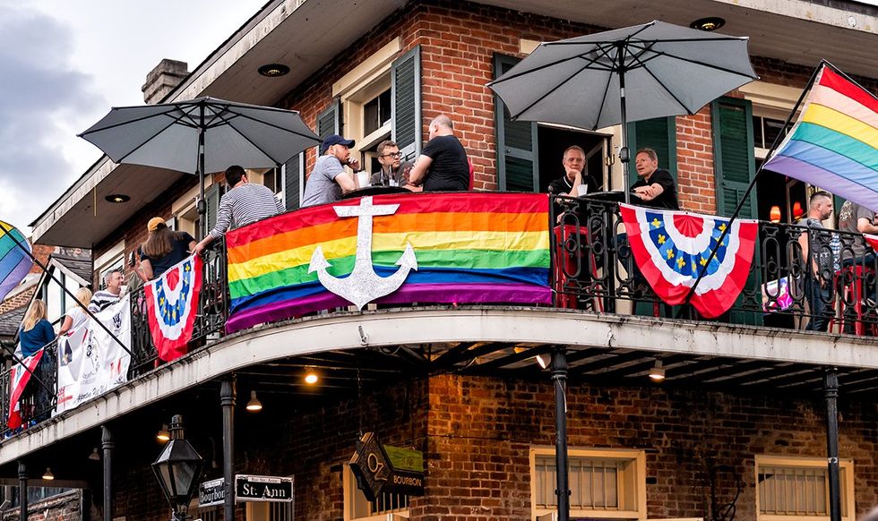 New Orleans french quarter rainbow flags photo gallery list LGBTQ pride celebrations festivals parades USA 2024
