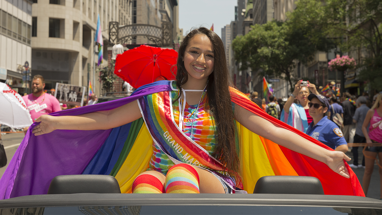New York, NY USA - June 26, 2016: Grand marshall Jazz Jennings marches at 46th annual Pride parade to celebrate gay, lesbian and transgender community in New York city