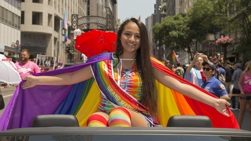 New York, NY USA - June 26, 2016: Grand marshall Jazz Jennings marches at 46th annual Pride parade to celebrate gay, lesbian and transgender community in New York city