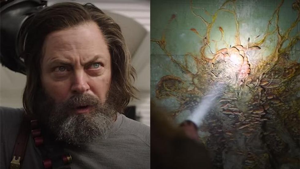 Nic Offerman and fungus zombie in The Last of Us