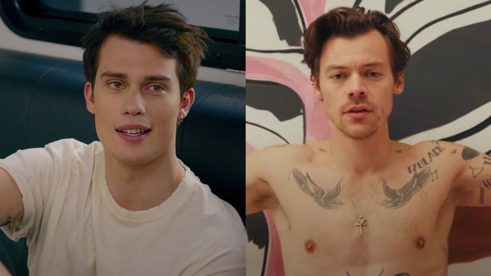 Nicholas Galitzine in The Idea of You; Harry Styles in As It Was music video