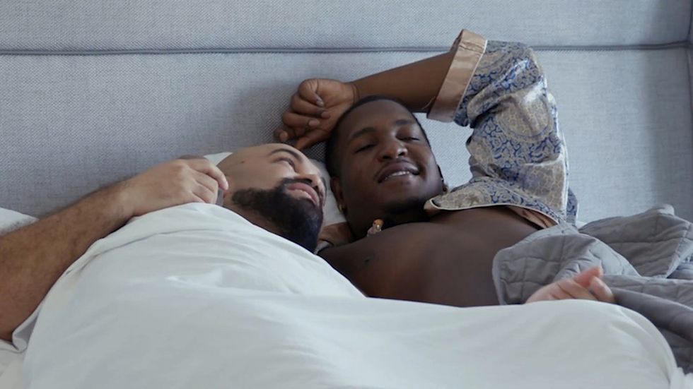 Nigel and Rico in bed