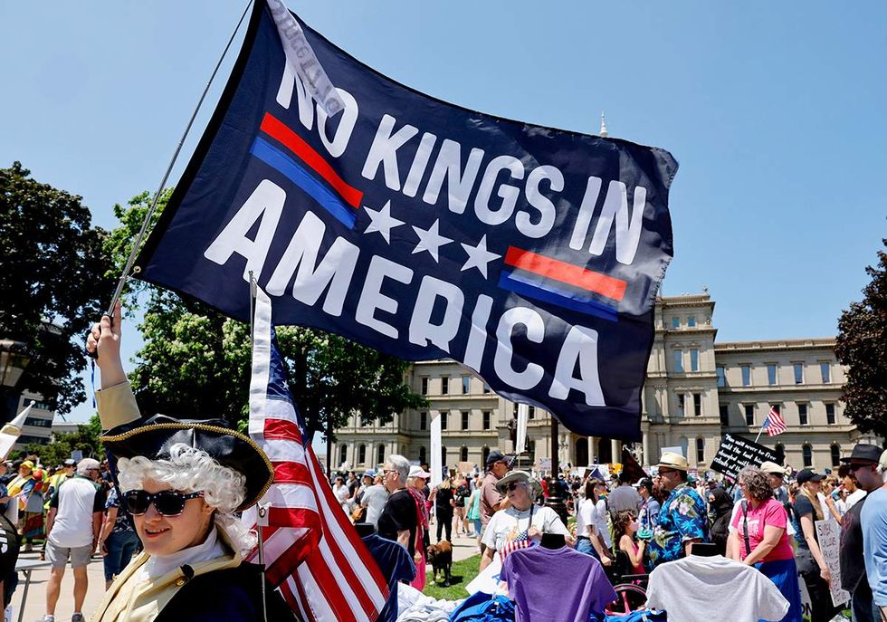 No Kings march protest rally Los Angeles June 2025 no kings in america flag