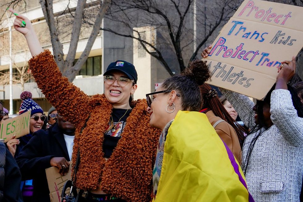NYC Lesbians Unite Rally UN Dag Hammarskjold Plaza organized by Outright International