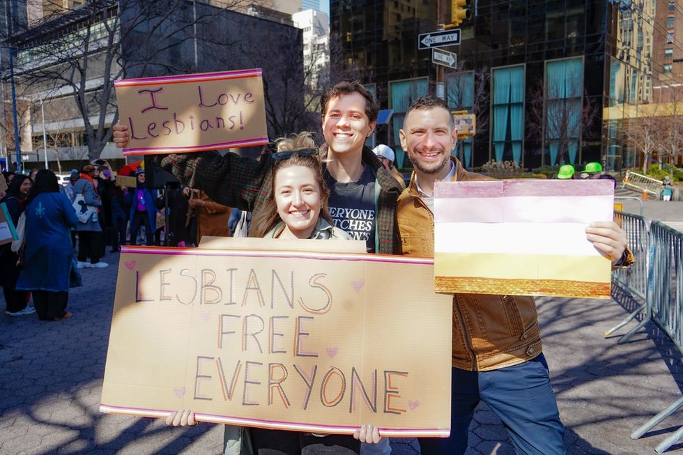 NYC Lesbians Unite Rally UN Dag Hammarskjold Plaza organized by Outright International