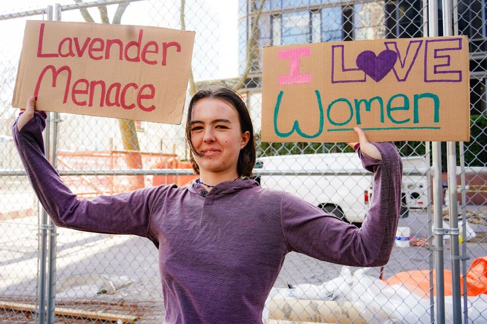 NYC Lesbians Unite Rally UN Dag Hammarskjold Plaza organized by Outright International