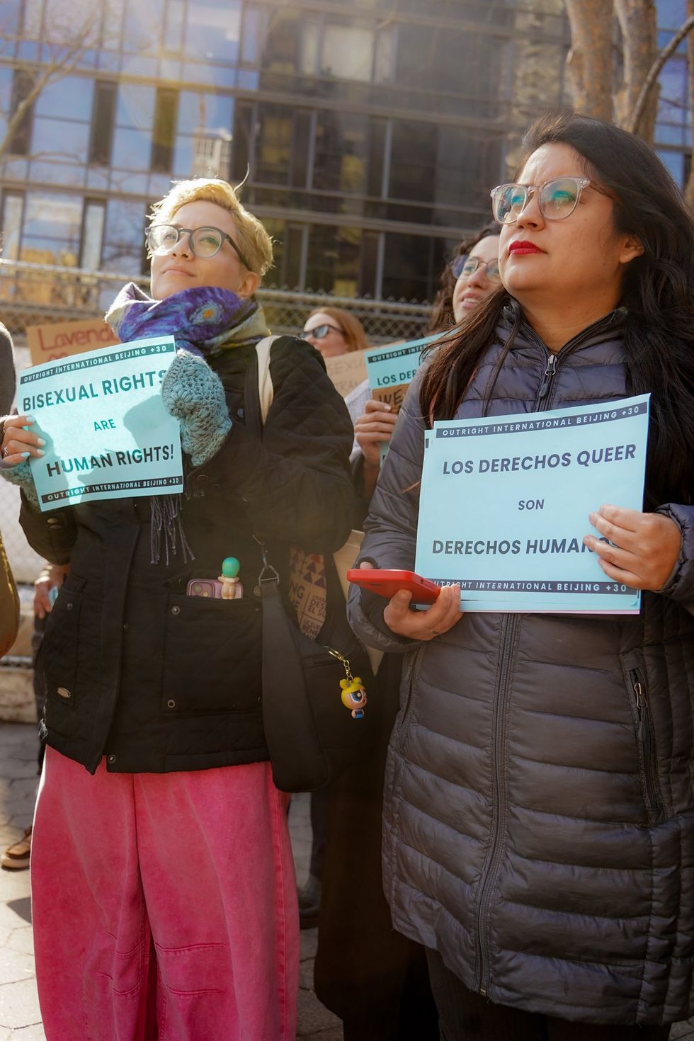NYC Lesbians Unite Rally UN Dag Hammarskjold Plaza organized by Outright International