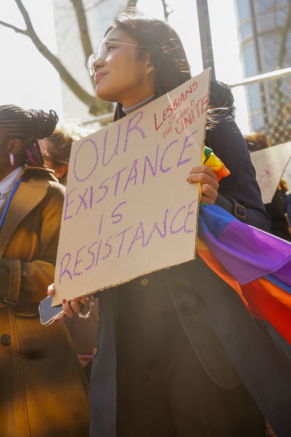 NYC Lesbians Unite Rally UN Dag Hammarskjold Plaza organized by Outright International