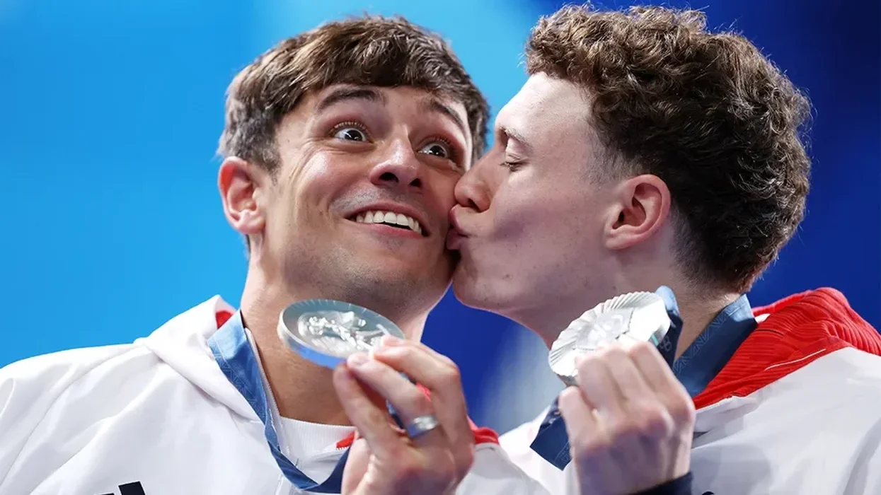 PARIS, FRANCE - JULY 29: Silver Medalists Thomas Daley and Noah Williams of Team Great Britain celebrate as they pose following the Diving medal ceremony after the Men’s Synchronised 10m Platform Final on day three of the Olympic Games Paris 2024 at Aquatics Centre on July 29, 2024 in Paris, France.