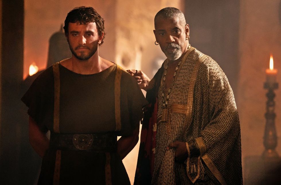 Paul Mescal and Denzel Washington in Gladiator II