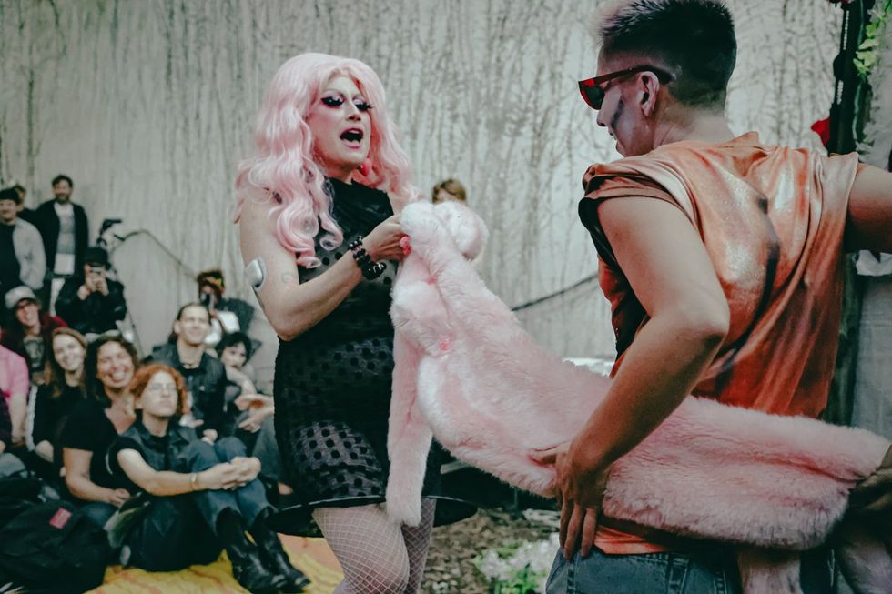 photo gallery Full Moon Drag troupe anti Zionist Jewish queer artists HOT 2 ROT Sukkot Drag Spectacular outside community garden Brooklyn NY