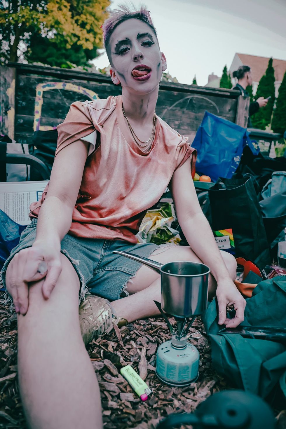 photo gallery Full Moon Drag troupe anti Zionist Jewish queer artists HOT 2 ROT Sukkot Drag Spectacular outside community garden Brooklyn NY