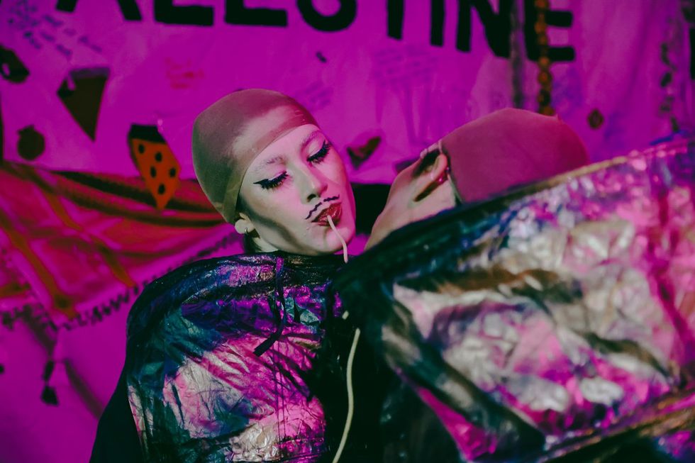 photo gallery Full Moon Drag troupe anti Zionist Jewish queer artists HOT 2 ROT Sukkot Drag Spectacular outside community garden Brooklyn NY