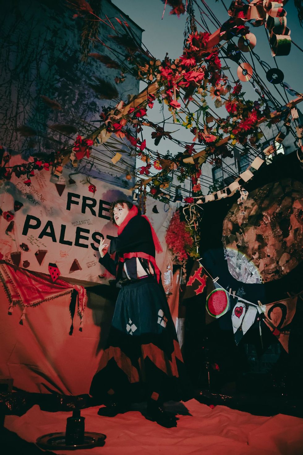 photo gallery Full Moon Drag troupe anti Zionist Jewish queer artists HOT 2 ROT Sukkot Drag Spectacular outside community garden Brooklyn NY