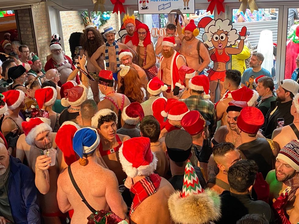 photo gallery gay bar Sidetrack Chicago Santa Speedo Run party 2024