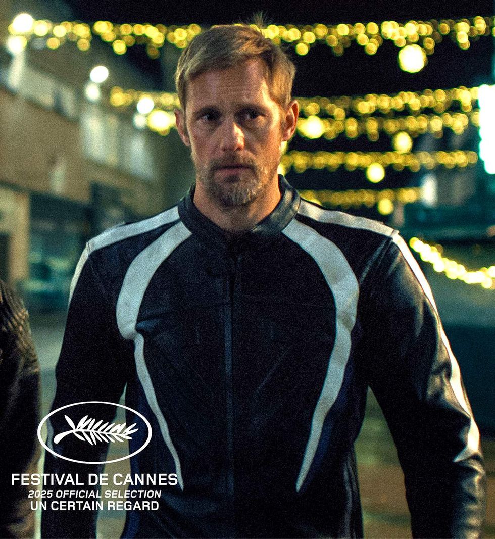 photo gallery of Gay Halloween costumes for 2025 including Cannes watermarked Pillion movie poster Alexander Skarsgard