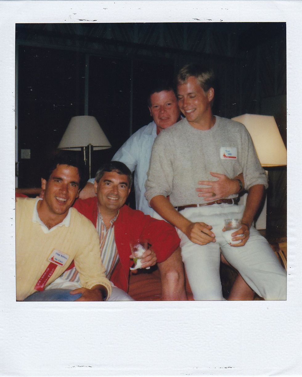 photo gallery Polaroids spanning from 1964 to 1991 documenting Houston male throuple John Jay Hollenburger Arthur Slaughter Gary Grether aka JAG and their social circle