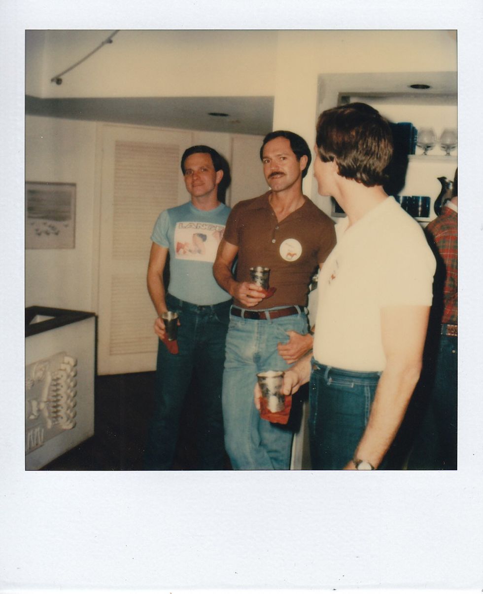photo gallery Polaroids spanning from 1964 to 1991 documenting Houston male throuple John Jay Hollenburger Arthur Slaughter Gary Grether aka JAG and their social circle