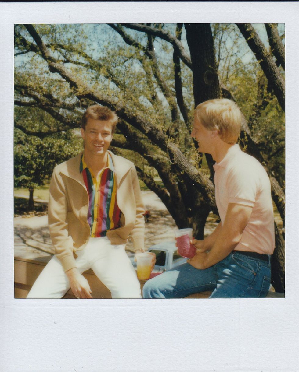 photo gallery Polaroids spanning from 1964 to 1991 documenting Houston male throuple John Jay Hollenburger Arthur Slaughter Gary Grether aka JAG and their social circle