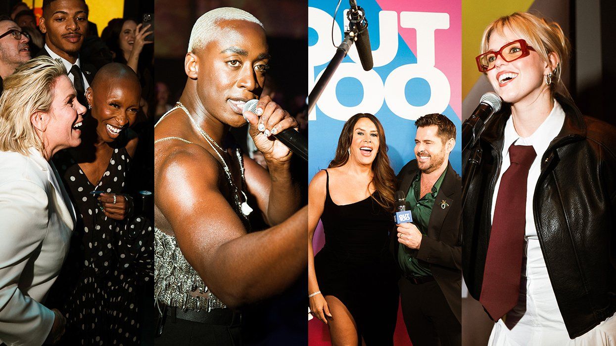 photo gallery queer photographer Roland Fitz Out100 2024 party pics including Tracy E Gilchrist Cynthia Erivo Vincint karla sofía gascón stephen walker renee rapp